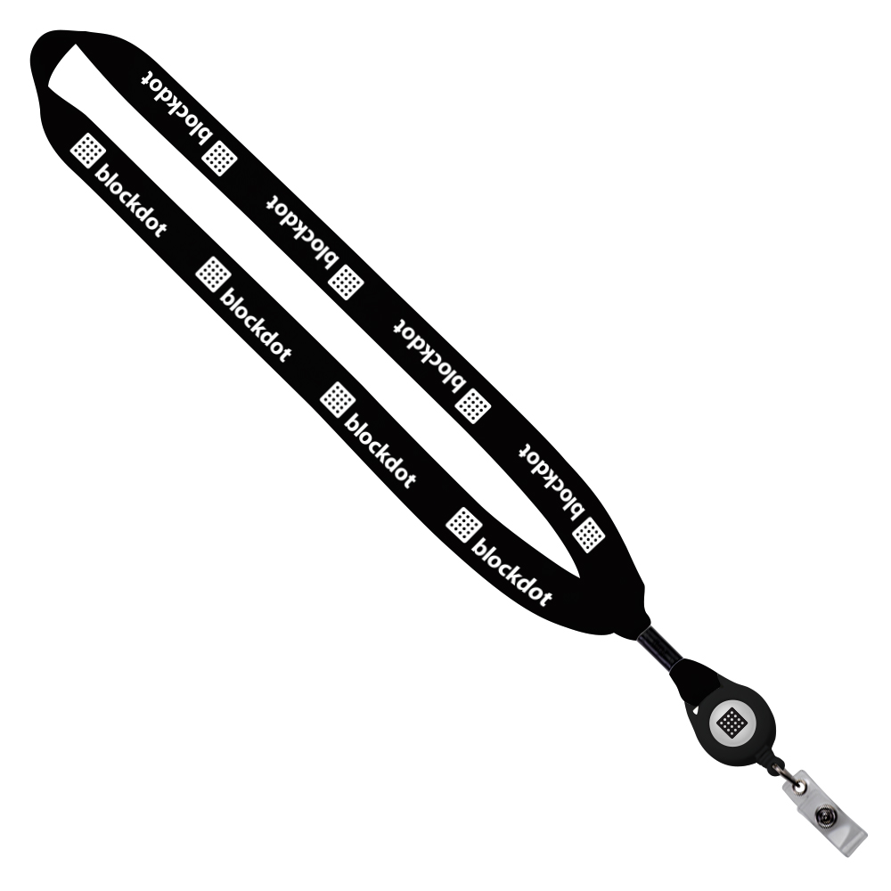 3/4" Cotton Lanyard with Metal Crimp & Retractable Badge Reel 1