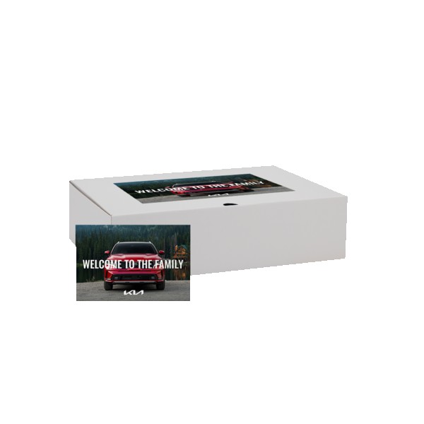 14" x 10" x 4" Custom White Corrugate Gift Box and 4" x 6" Card 1