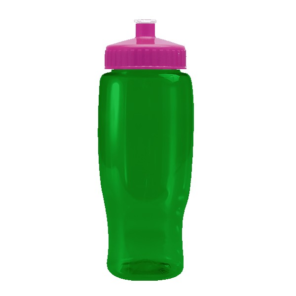 Pedal Pusher 27oz Recycled Transparent Contour Bottle w/Push-Pull Lid 1