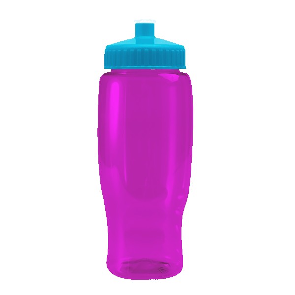 Pedal Pusher 27oz Recycled Transparent Contour Bottle w/Push-Pull Lid 1