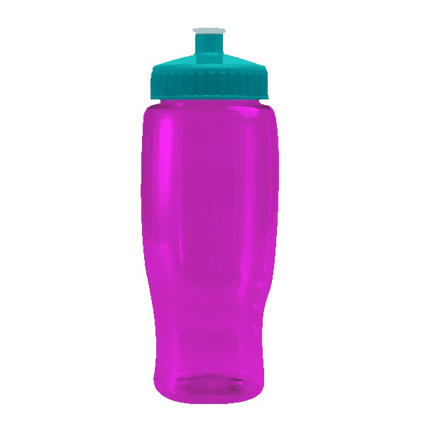 Pedal Pusher 27oz Recycled Transparent Contour Bottle w/Push-Pull Lid 1