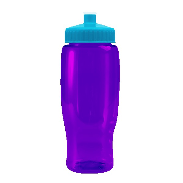 Pedal Pusher 27oz Recycled Transparent Contour Bottle w/Push-Pull Lid 1