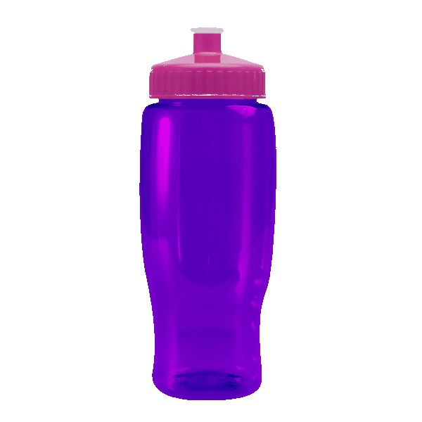 Pedal Pusher 27oz Recycled Transparent Contour Bottle w/Push-Pull Lid 1