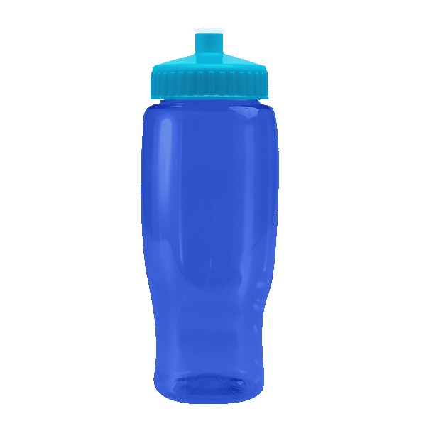 Pedal Pusher 27oz Recycled Transparent Contour Bottle w/Push-Pull Lid 1