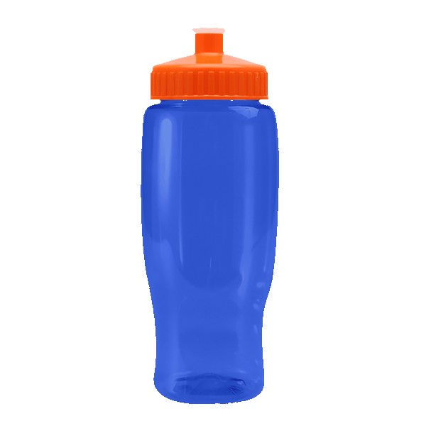 Pedal Pusher 27oz Recycled Transparent Contour Bottle w/Push-Pull Lid 1