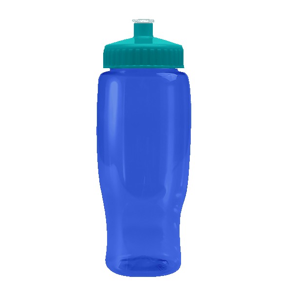 Pedal Pusher 27oz Recycled Transparent Contour Bottle w/Push-Pull Lid 1