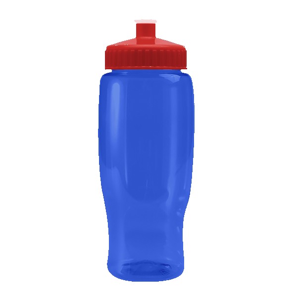 Pedal Pusher 27oz Recycled Transparent Contour Bottle w/Push-Pull Lid 1