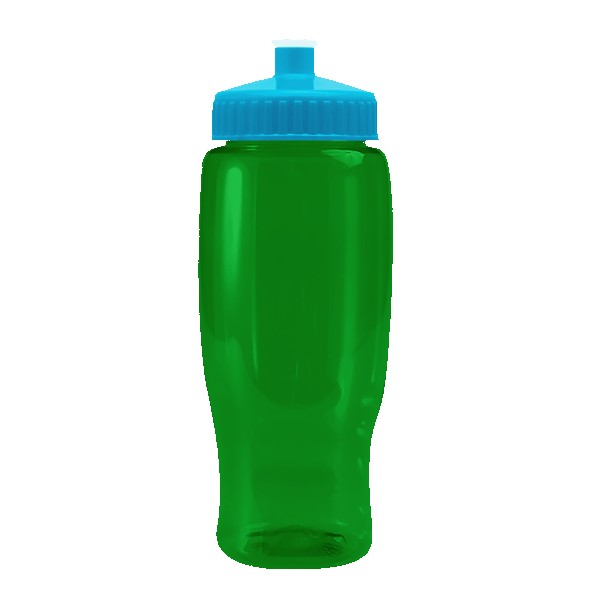 Pedal Pusher 27oz Recycled Transparent Contour Bottle w/Push-Pull Lid 1