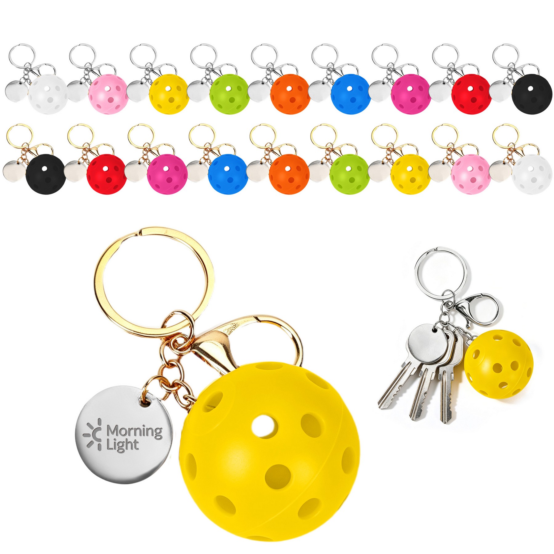 Small Pickleball Keychain W/ Round Tag 1
