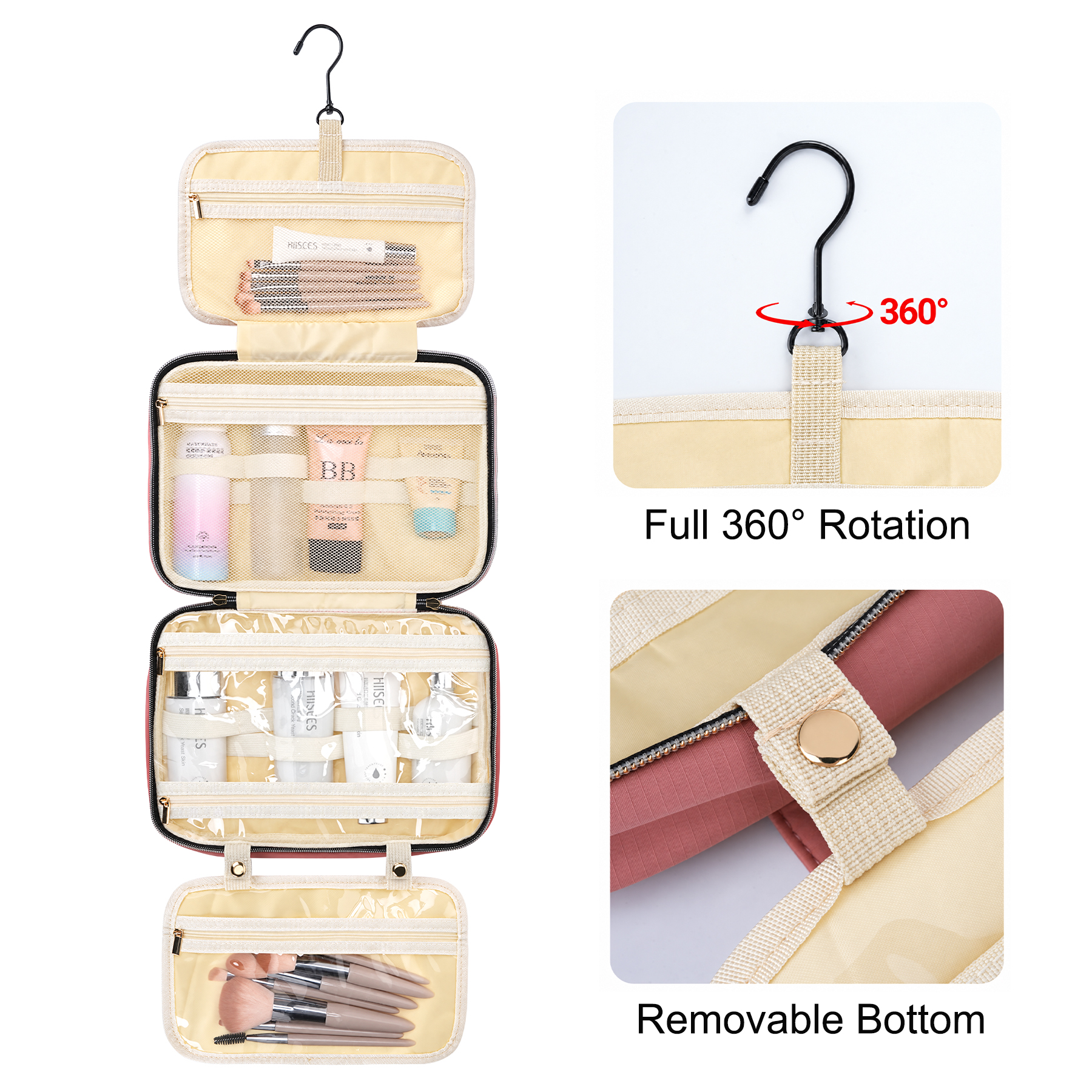 Water-Resistant Nylon Hanging Toiletry Bag 1