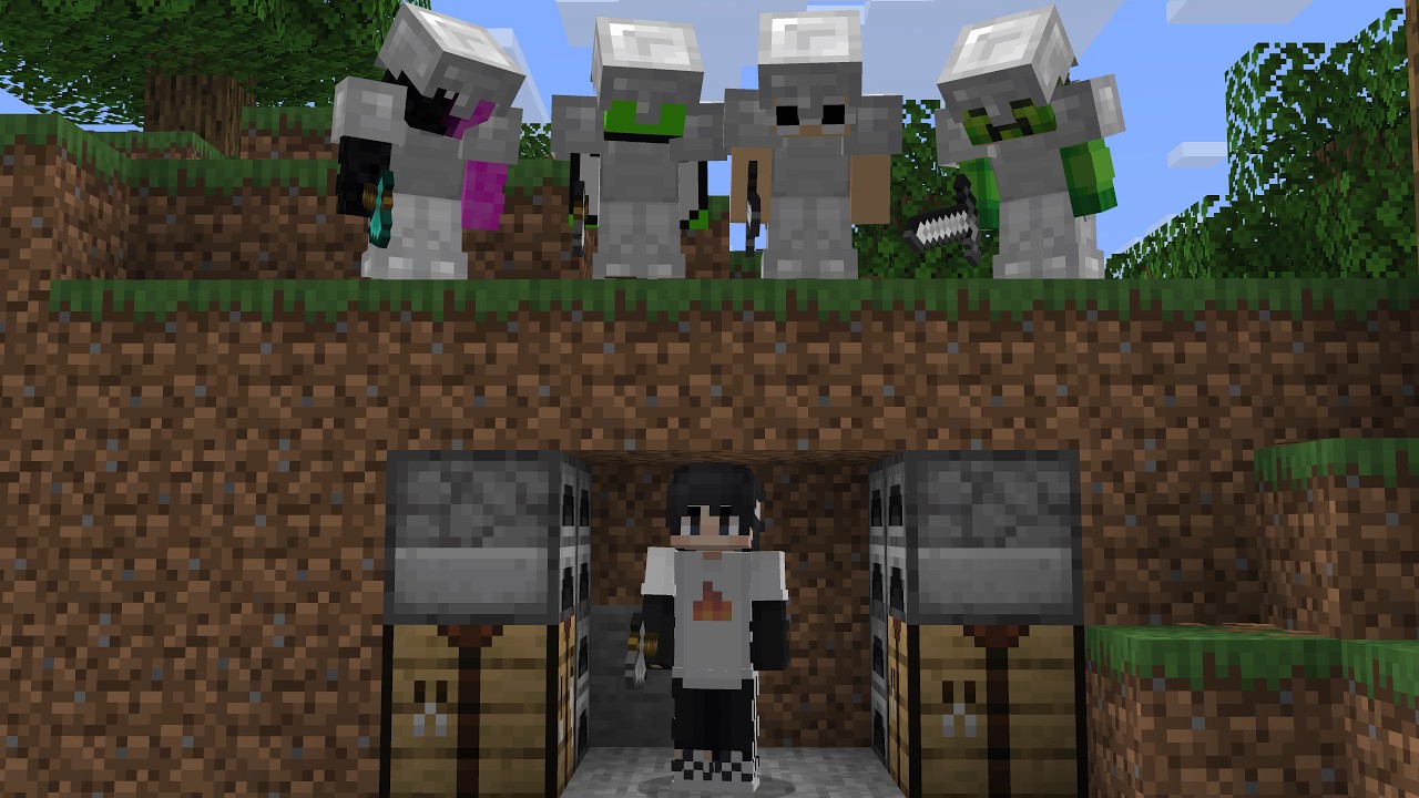 Minecraft Speedrunner VS 4 Infected Hunters Minecraft Speedrunner VS 4 Infected Hunters