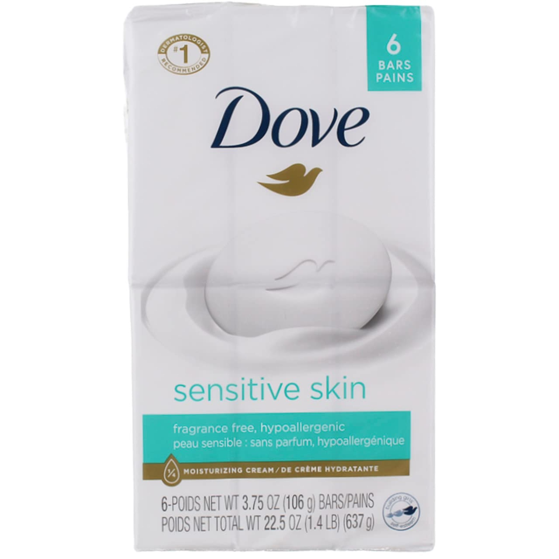 Dove Sensitive Skin Hypo-Allergenic Beauty Bar Soap, Unscented, 4 Ounces, 6-Pack Dove Sensitive Skin Hypo-Allergenic Beauty Bar Soap, Unscented, 4 Ounces, 6-Pack