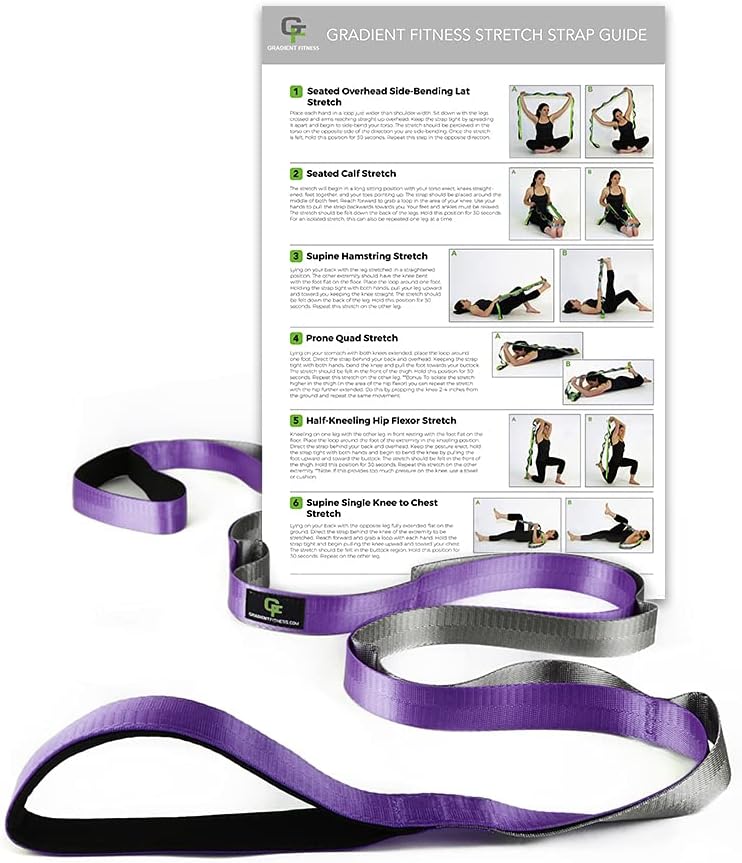Gradient Fitness Stretching Strap for Physical Therapy, 12 Multi-Loop Stretch Strap 1″ W x 8′ L, Neoprene Handles, Physical Therapy Equipment, Yoga Straps for Stretching, Leg Stretcher. Gradient Fitness Stretching Strap for Physical Therapy, 12 Multi-Loop Stretch Strap 1″ W x 8′ L, Neoprene Handles, Physical Therapy Equipment, Yoga Straps for Stretching, Leg Stretcher.
