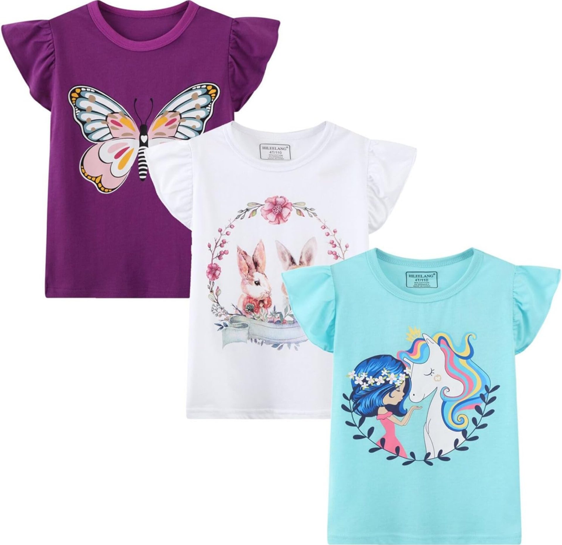 HILEELNAG Girls’ Tees Short Sleeve Cotton Casual Graphic T-Shirts Easter Summer Tops 3Packs HILEELNAG Girls’ Tees Short Sleeve Cotton Casual Graphic T-Shirts Easter Summer Tops 3Packs