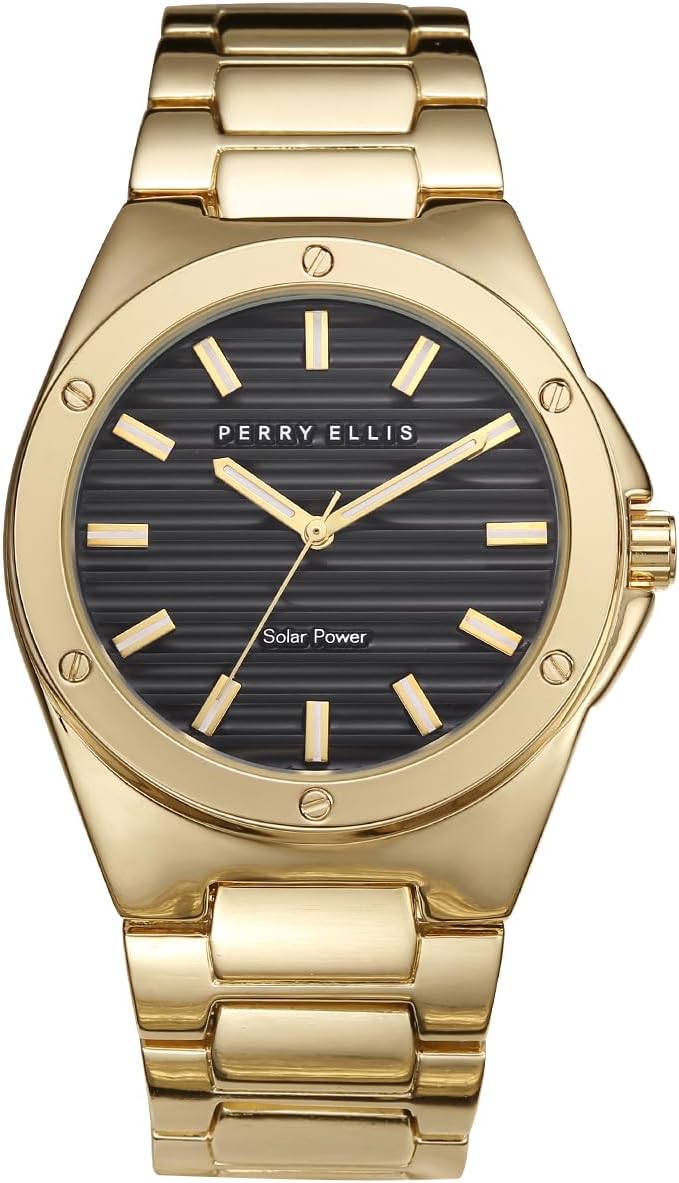 PERRY ELLIS Solar Powered Mens Watch | Alloy Bracelet | Water-Resistant Analog Wrist Watches for Men | 42mm Case | Relojes para Hombres | Elegant Gift for Man PERRY ELLIS Solar Powered Mens Watch | Alloy Bracelet | Water-Resistant Analog Wrist Watches for Men | 42mm Case | Relojes para Hombres | Elegant Gift for Man