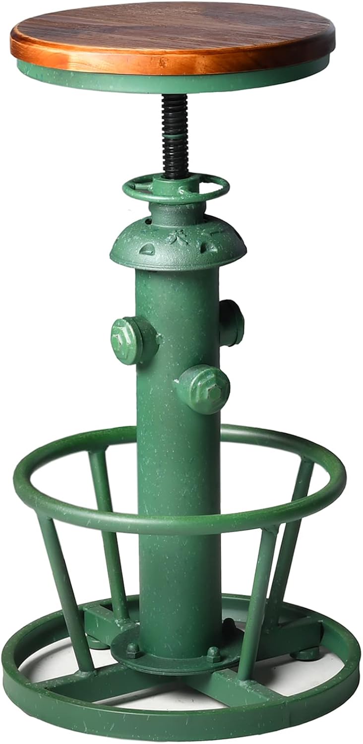 Topower Antique Industrial Round Bottom Adjustable Height Cafe Coffee Retro Vintage Stylish Water Pipe Design Pub Kitchen Bar Stool (Antique Green, Wooden Top) Topower Antique Industrial Round Bottom Adjustable Height Cafe Coffee Retro Vintage Stylish Water Pipe Design Pub Kitchen Bar Stool (Antique Green, Wooden Top)