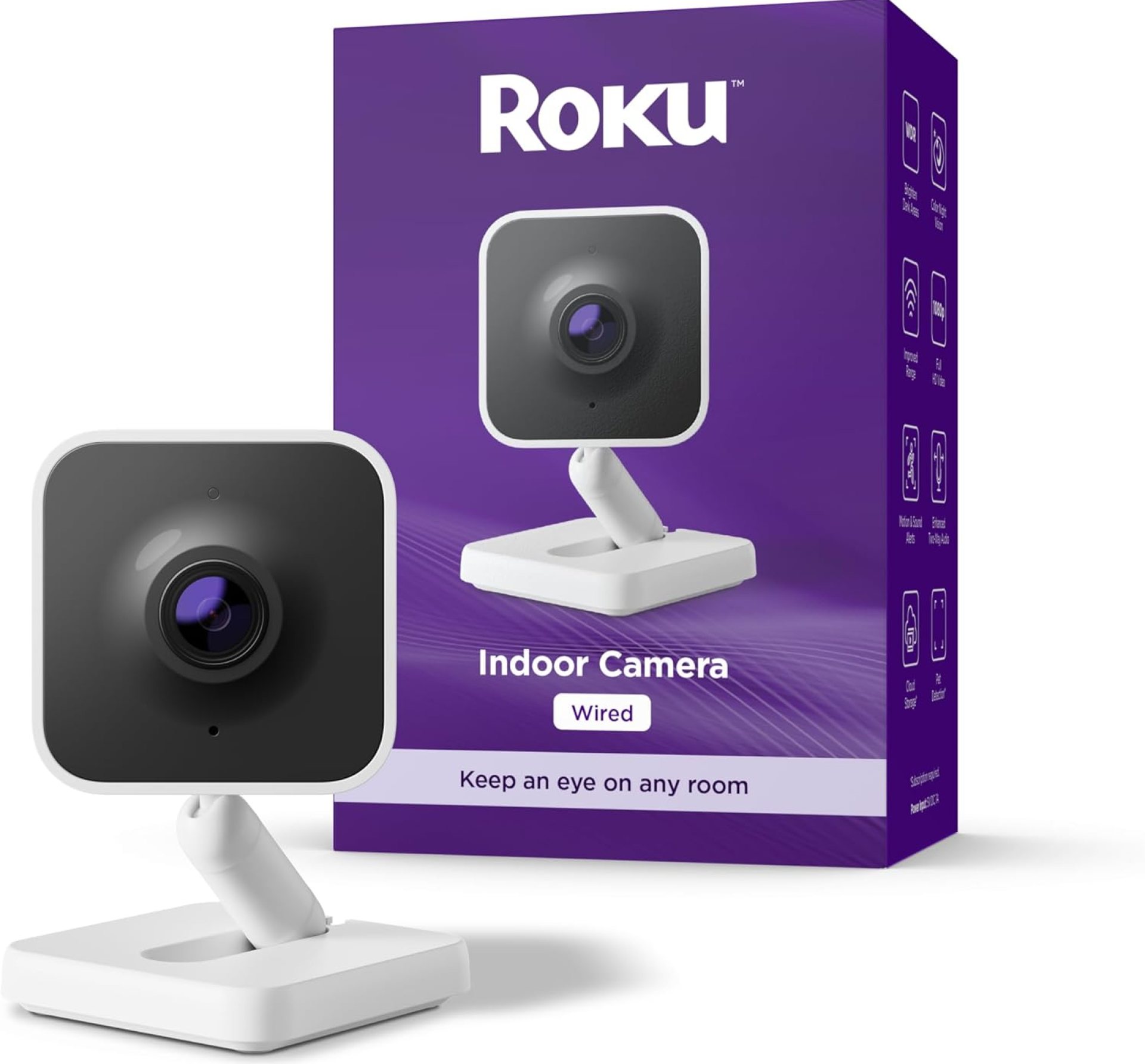 Roku New Indoor Camera 2024 – Home Security – 1-Pack – Wired Security Camera & Pet Monitor with 1080p HD Color Night Vision, Works with Alexa & Google, Motion & Sound Detection, WDR & WiFi 6 Roku New Indoor Camera 2024 – Home Security – 1-Pack – Wired Security Camera & Pet Monitor with 1080p HD Color Night Vision, Works with Alexa & Google, Motion & Sound Detection, WDR & WiFi 6