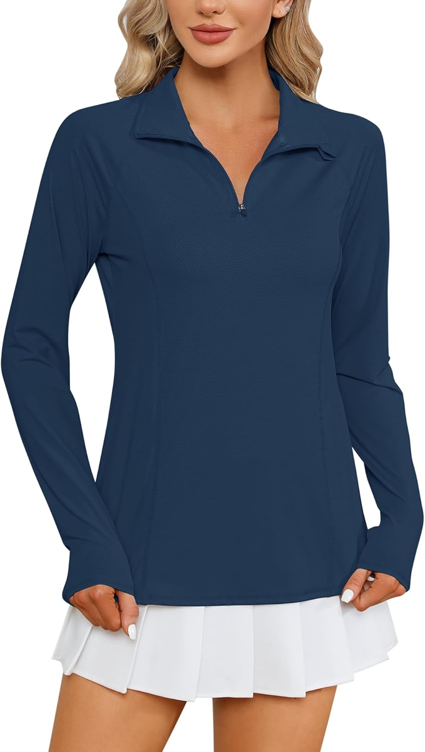LOMON Women Long Sleeve Shirts Sun Protection 1/4 Zip Summer Quick Dry Hiking Shirts Quarter Zip Pullover for Women LOMON Women Long Sleeve Shirts Sun Protection 1/4 Zip Summer Quick Dry Hiking Shirts Quarter Zip Pullover for Women