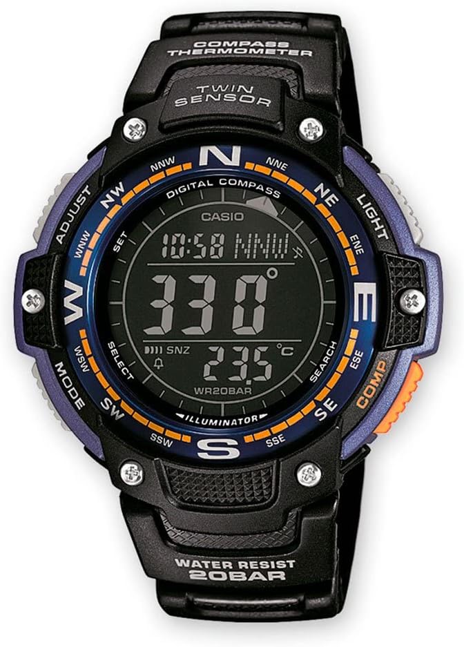Casio SGW100 Series | Digital Watch & Compass | 200M WR | 100 SEC Stopwatch | Twin Sensor for Direction & Temperature | Low Temp Resistant | World Time | Auto Calendar | Multi Alarm Casio SGW100 Series | Digital Watch & Compass | 200M WR | 100 SEC Stopwatch | Twin Sensor for Direction & Temperature | Low Temp Resistant | World Time | Auto Calendar | Multi Alarm