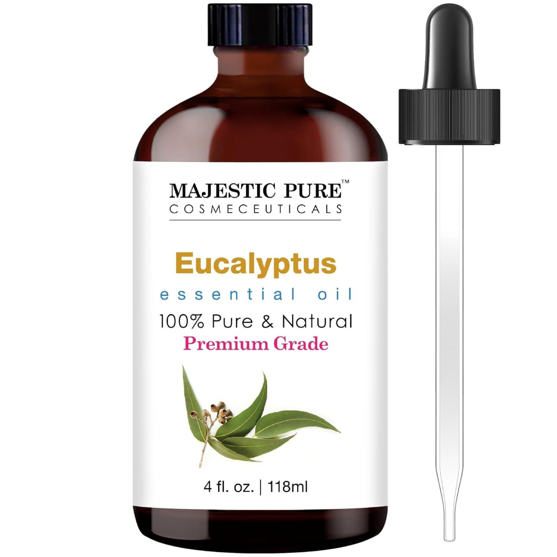 MAJESTIC PURE Eucalyptus Essential Oil | 100% Pure and Natural Eucalyptus Oil | Premium Grade Essential Oils for Hair Care, Home Diffusers, Skin, Aromatherapy, Massage and Humidifiers | 4 Fl Oz MAJESTIC PURE Eucalyptus Essential Oil | 100% Pure and Natural Eucalyptus Oil | Premium Grade Essential Oils for Hair Care, Home Diffusers, Skin, Aromatherapy, Massage and Humidifiers | 4 Fl Oz