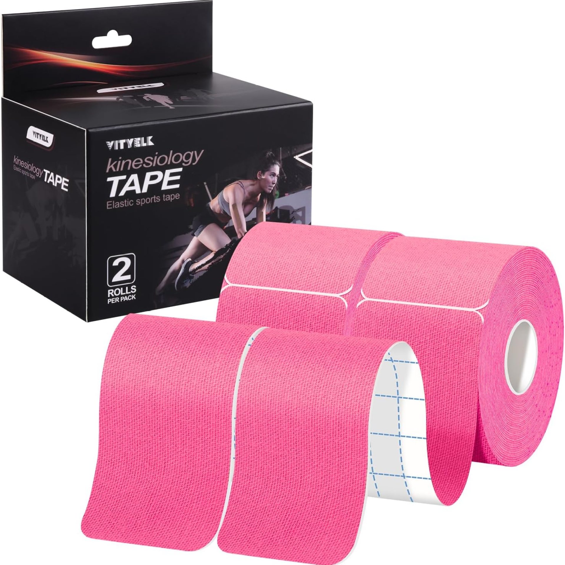 Kinesiology Tape (2 Rolls),20 Count/Roll Elastic Premium Precut Strips Athletic Tape, Hypoallergenic Cotton Waterproof K Tape for Muscle Pain Relief and Joint Support(Pink) Kinesiology Tape (2 Rolls),20 Count/Roll Elastic Premium Precut Strips Athletic Tape, Hypoallergenic Cotton Waterproof K Tape for Muscle Pain Relief and Joint Support(Pink)