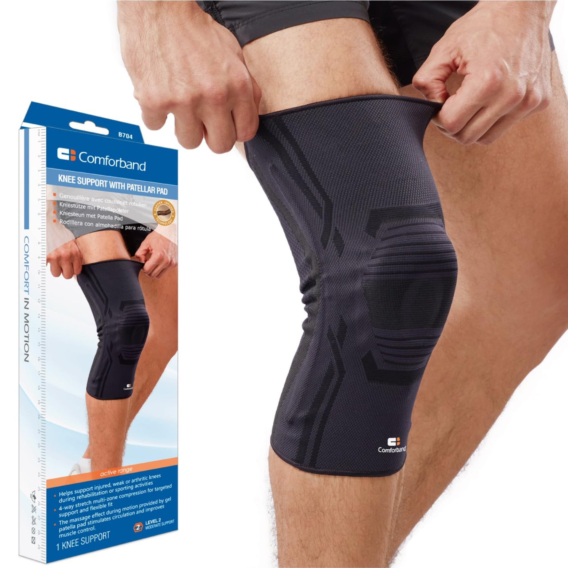 Knee Compression Support with Patella Pad, Copper-infused, for Joint Pain Relief, Swelling, Inflammation, Sprains, Strains, Arthritis, Tendonitis, Sports Injury Recovery, Fits Women and Men (XX-Large) Knee Compression Support with Patella Pad, Copper-infused, for Joint Pain Relief, Swelling, Inflammation, Sprains, Strains, Arthritis, Tendonitis, Sports Injury Recovery, Fits Women and Men (XX-Large)