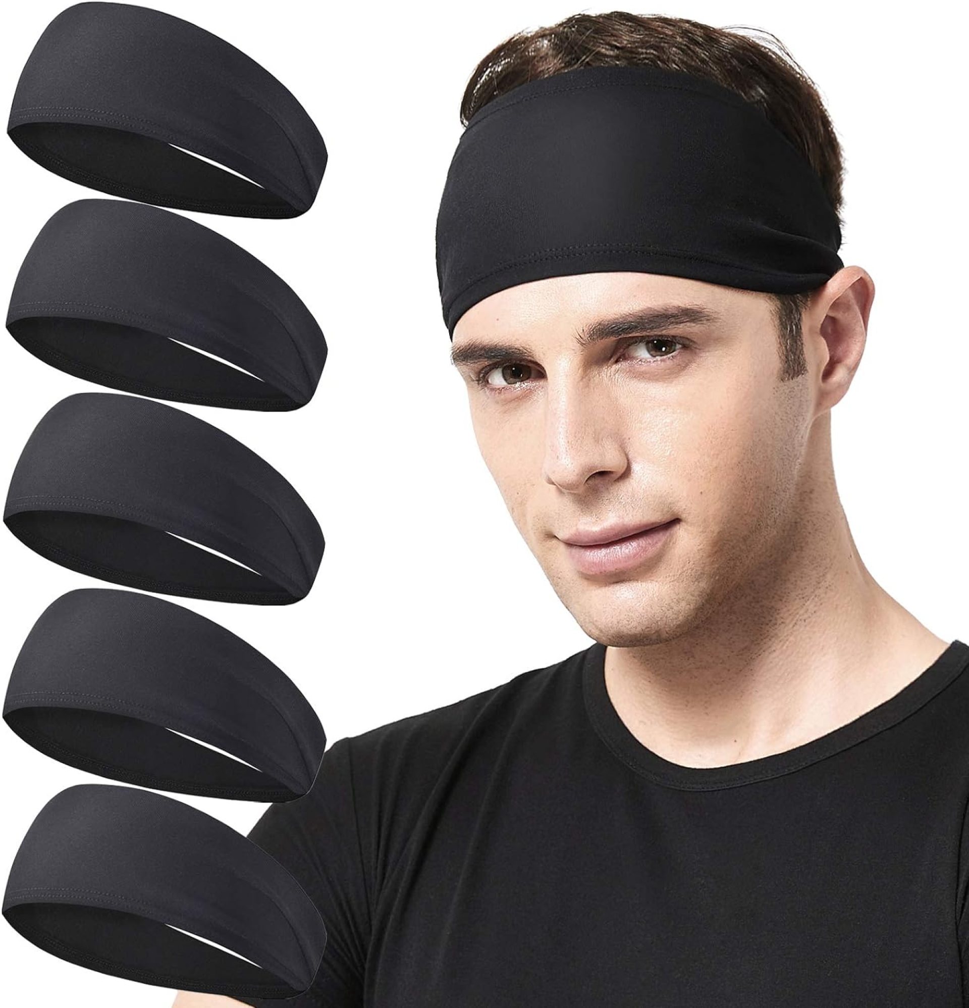 Mens Running Headband,5Pack,Mens Sweatband Sports Headband for Running,Cycling,Basketball,Yoga,Fitness Workout Stretchy Unisex Hairband Mens Running Headband,5Pack,Mens Sweatband Sports Headband for Running,Cycling,Basketball,Yoga,Fitness Workout Stretchy Unisex Hairband