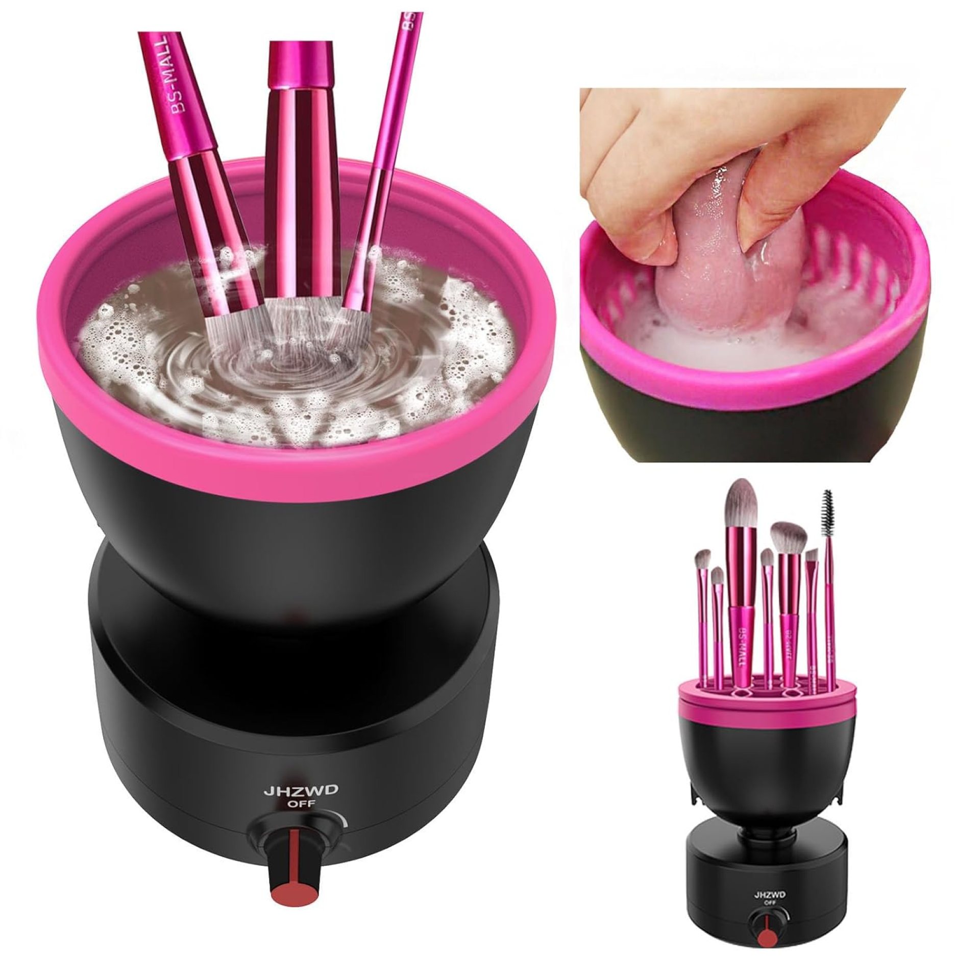 Electric Makeup Brush Cleaner Machine-Adjustable Speed Automatic Make Up Brush Cleaner Cosmetic Silicone Cleaning Bowl with Makeup Brush Holder Lid- Liquid Foundation, Contour, Eyeshadow, Blush Brush Electric Makeup Brush Cleaner Machine-Adjustable Speed Automatic Make Up Brush Cleaner Cosmetic Silicone Cleaning Bowl with Makeup Brush Holder Lid- Liquid Foundation, Contour, Eyeshadow, Blush Brush