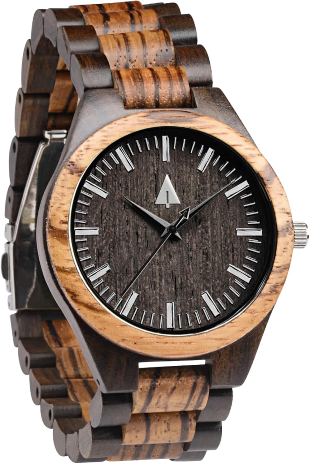 Treehut Wooden Watches for Men, Great Japanese Quartz Analog, Stylish Exotic Watch with Adjustable Stainless Steel Clasp, Buckle, Made from Ebony and Walnut Wood, Relojes Hombre Mujeres Treehut Wooden Watches for Men, Great Japanese Quartz Analog, Stylish Exotic Watch with Adjustable Stainless Steel Clasp, Buckle, Made from Ebony and Walnut Wood, Relojes Hombre Mujeres