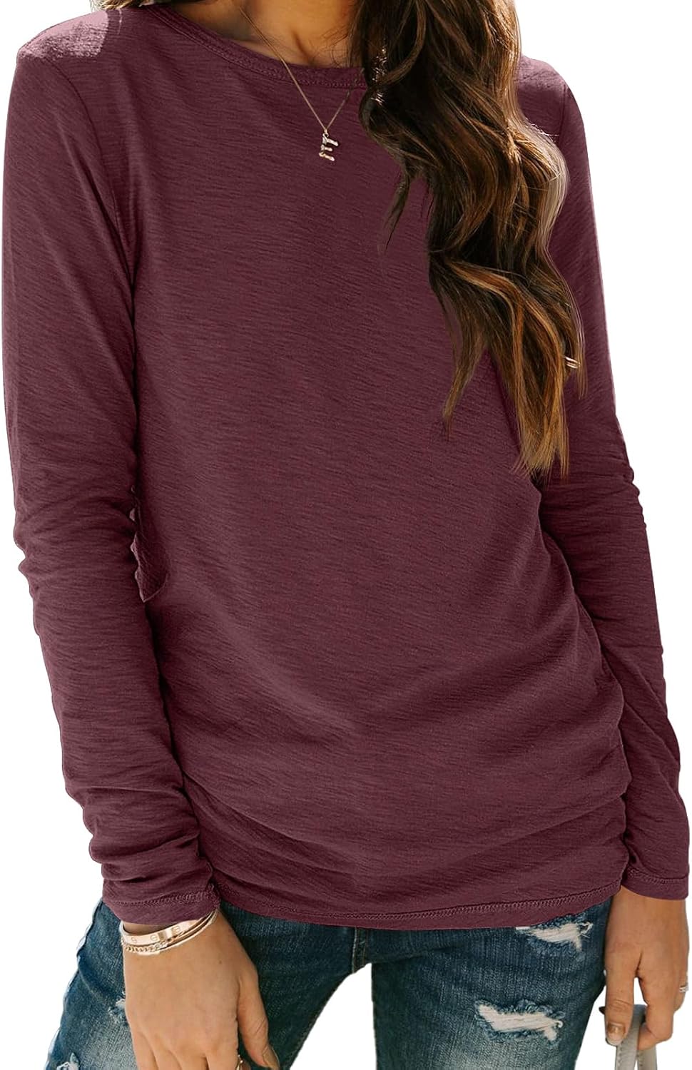 AUTOMET Womens Long Sleeve Round Neck Shirts Basic Tee Fall Tops Outfits Clothes 2025 AUTOMET Womens Long Sleeve Round Neck Shirts Basic Tee Fall Tops Outfits Clothes 2025