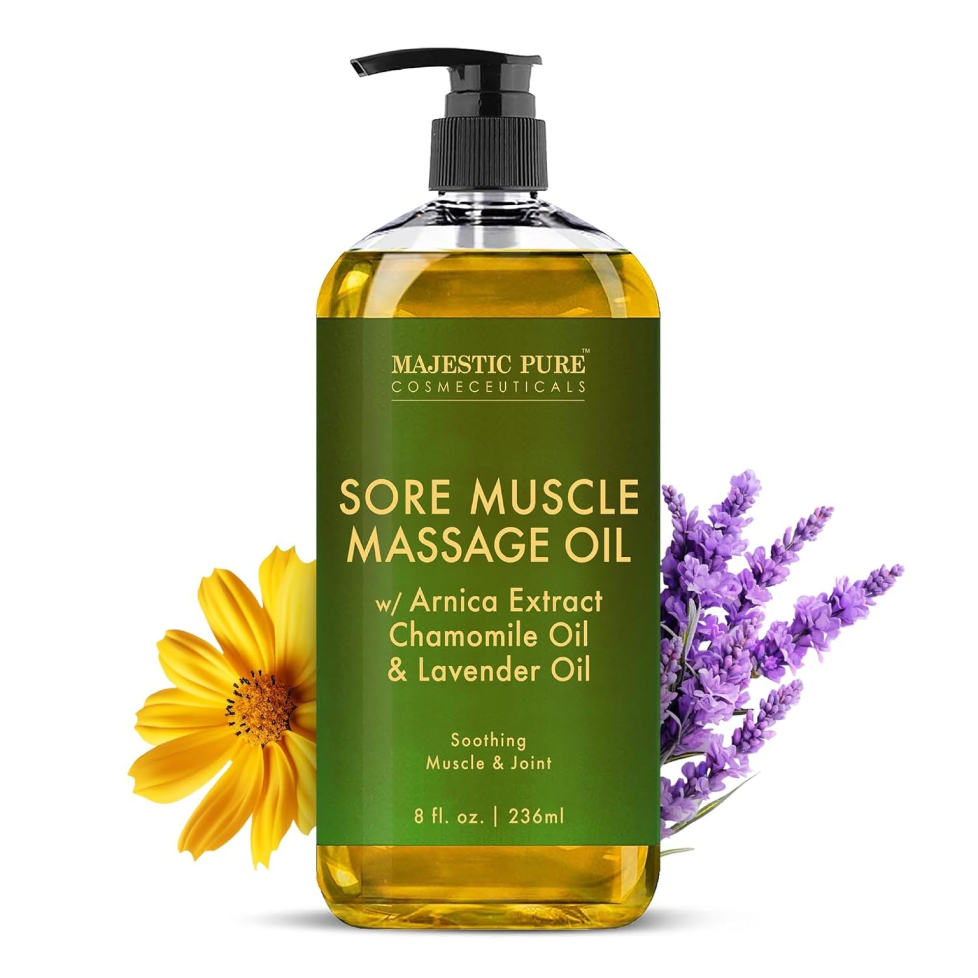 MAJESTIC PURE Arnica Sore Muscle Massage Oil for Massage Therapy – Natural Oil with Lavender and Chamomile Essential Oils – Multipurpose Instant Absorption Full Body Massage Oil – 8 fl. oz MAJESTIC PURE Arnica Sore Muscle Massage Oil for Massage Therapy – Natural Oil with Lavender and Chamomile Essential Oils – Multipurpose Instant Absorption Full Body Massage Oil – 8 fl. oz