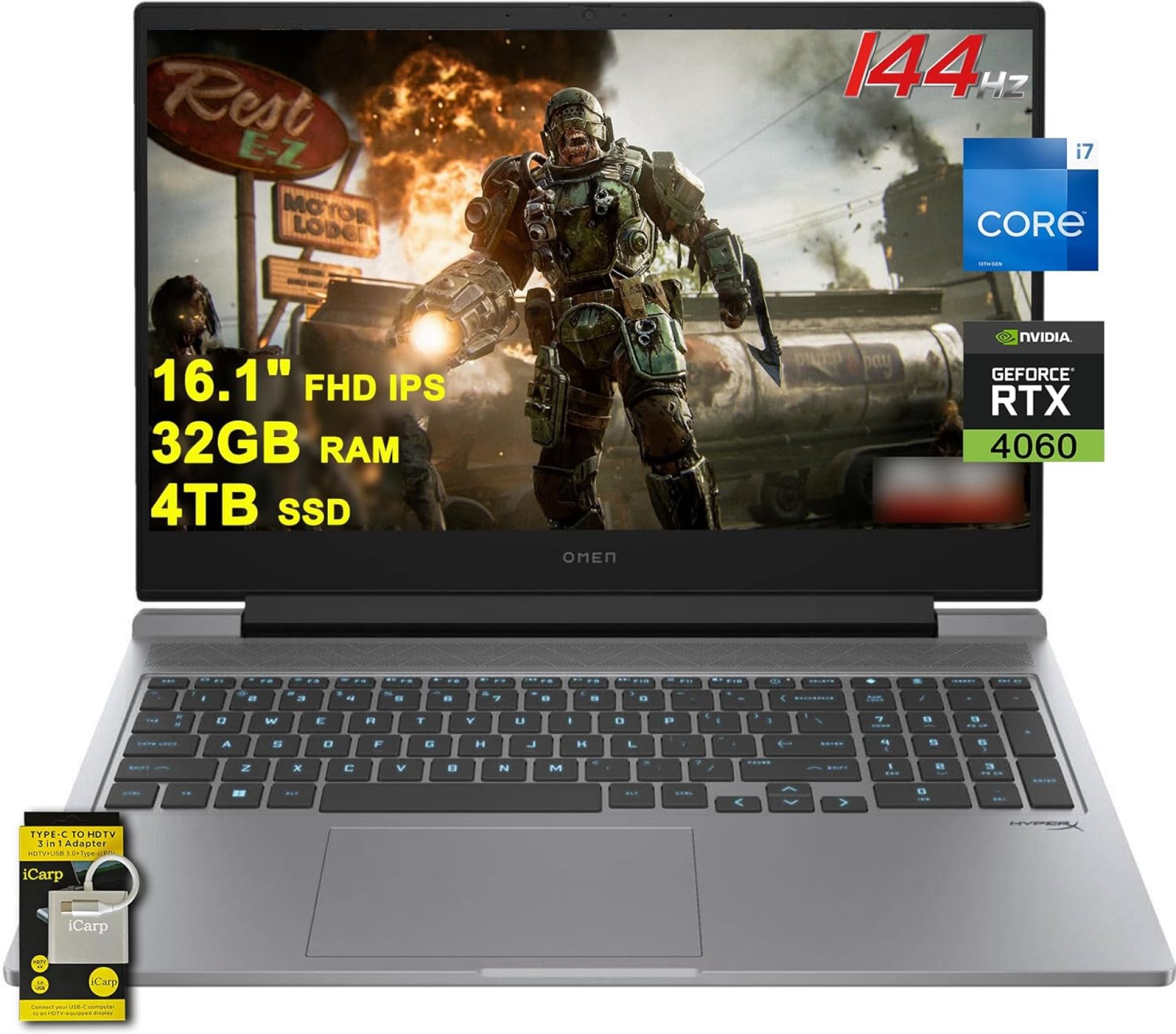 HP Omen 16 Gaming Laptop 16.1″ FHD IPS 144Hz Intel 16-core i7-14650HX (>i9-13900HX) 32GB RAM 4TB SSD GeForce RTX 4060 RGB Backlit Thunderbolt FHD Privacy Camera Fast Charging Win11 w/ICP Accessory HP Omen 16 Gaming Laptop 16.1″ FHD IPS 144Hz Intel 16-core i7-14650HX (>i9-13900HX) 32GB RAM 4TB SSD GeForce RTX 4060 RGB Backlit Thunderbolt FHD Privacy Camera Fast Charging Win11 w/ICP Accessory