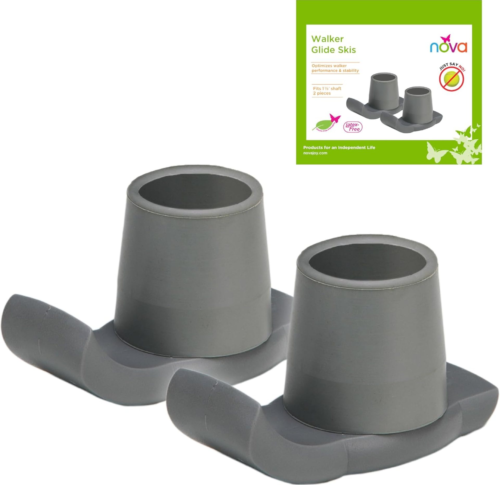 NOVA Medical Products Walker Glide Skis, Universal Fit, One Pair, Gray, 2 Count (Pack of 1) NOVA Medical Products Walker Glide Skis, Universal Fit, One Pair, Gray, 2 Count (Pack of 1)