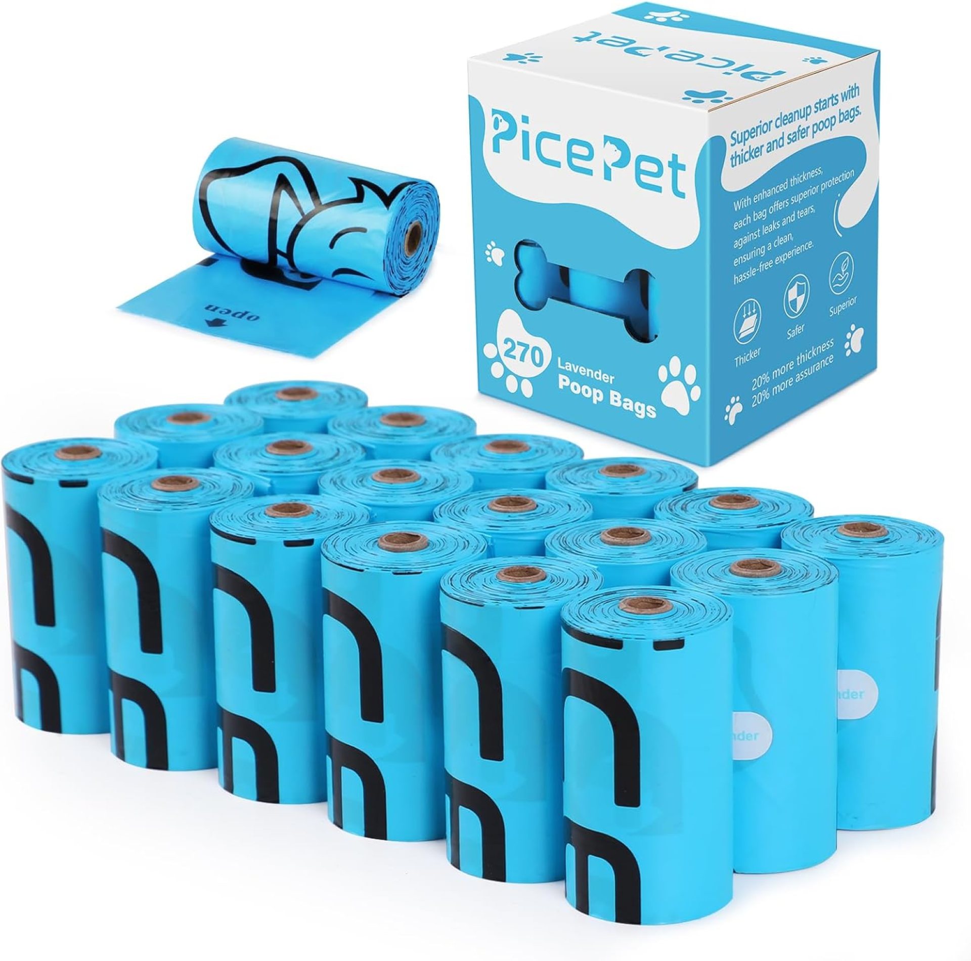Heavy Duty Dog Poop Bags Rolls – Leak Proof Guaranteed, 270 Bags for Large Doggy, Puppy, Cat,Jumbo Size, Extra Large, Extra Thick & Extra Strong, 9″ x 13″ Lavender Scented, Made in PRC Heavy Duty Dog Poop Bags Rolls – Leak Proof Guaranteed, 270 Bags for Large Doggy, Puppy, Cat,Jumbo Size, Extra Large, Extra Thick & Extra Strong, 9″ x 13″ Lavender Scented, Made in PRC