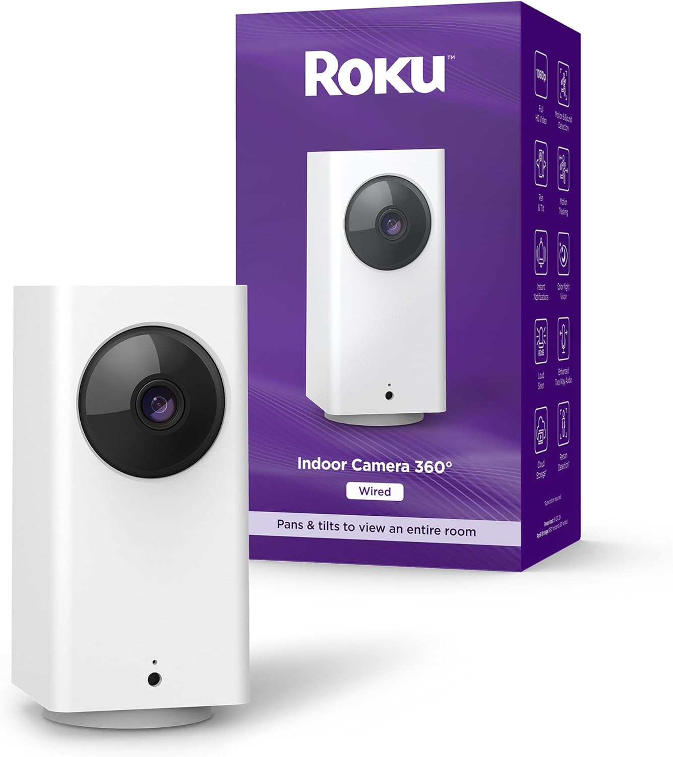 Roku Indoor Camera 360° for Home Security – Security Camera with 1080p HD Color Night Vision, Works with Alexa & Google, Motion Detection & Tracking – Pan & Tilt – 90-Day Subscription Included Roku Indoor Camera 360° for Home Security – Security Camera with 1080p HD Color Night Vision, Works with Alexa & Google, Motion Detection & Tracking – Pan & Tilt – 90-Day Subscription Included