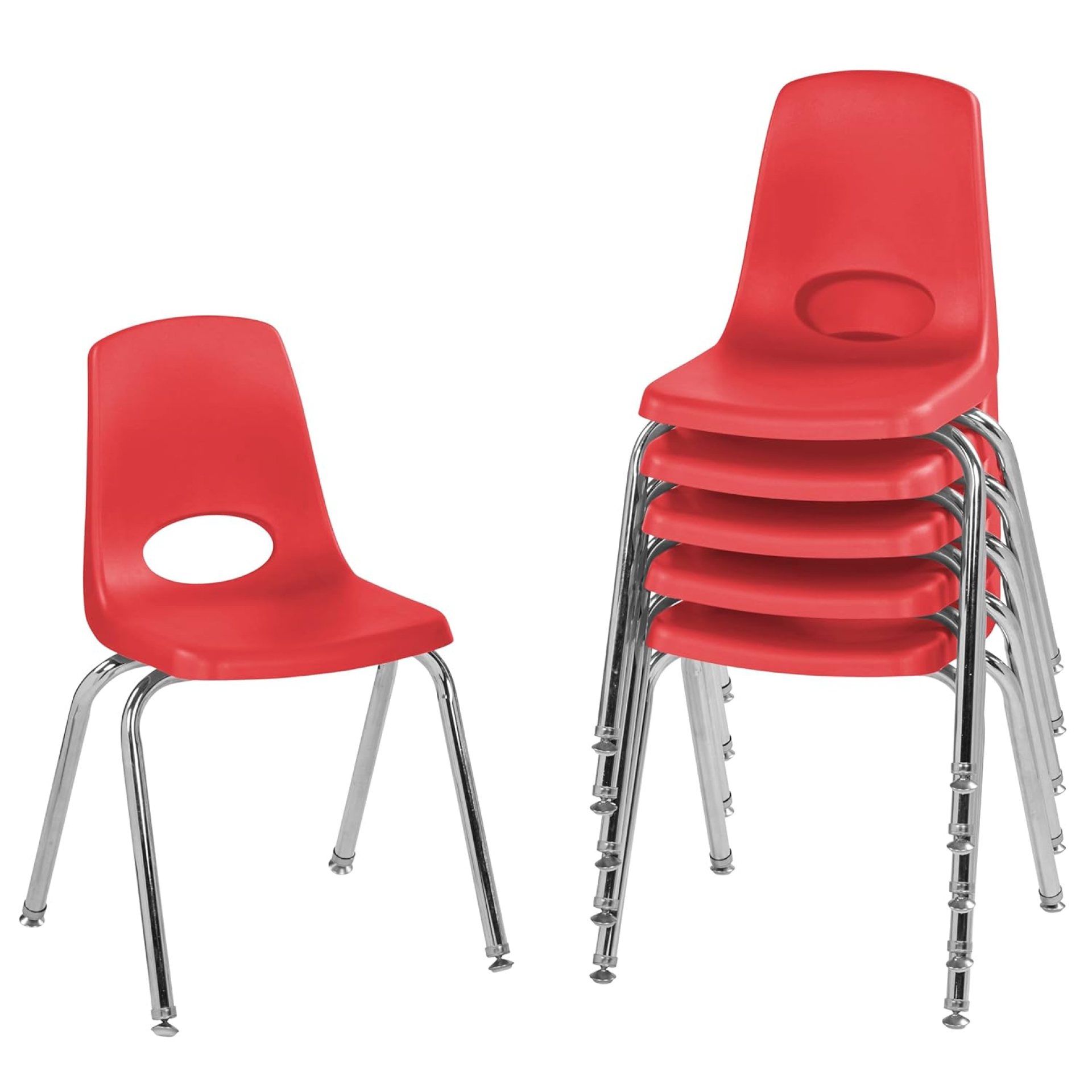 Factory Direct Partners 10368-RD 16″ School Stack Chair, Stacking Student Seat with Chromed Steel Legs and Nylon Swivel Glides for in-Home Learning or Classroom – Red (6-Pack) Factory Direct Partners 10368-RD 16″ School Stack Chair, Stacking Student Seat with Chromed Steel Legs and Nylon Swivel Glides for in-Home Learning or Classroom – Red (6-Pack)