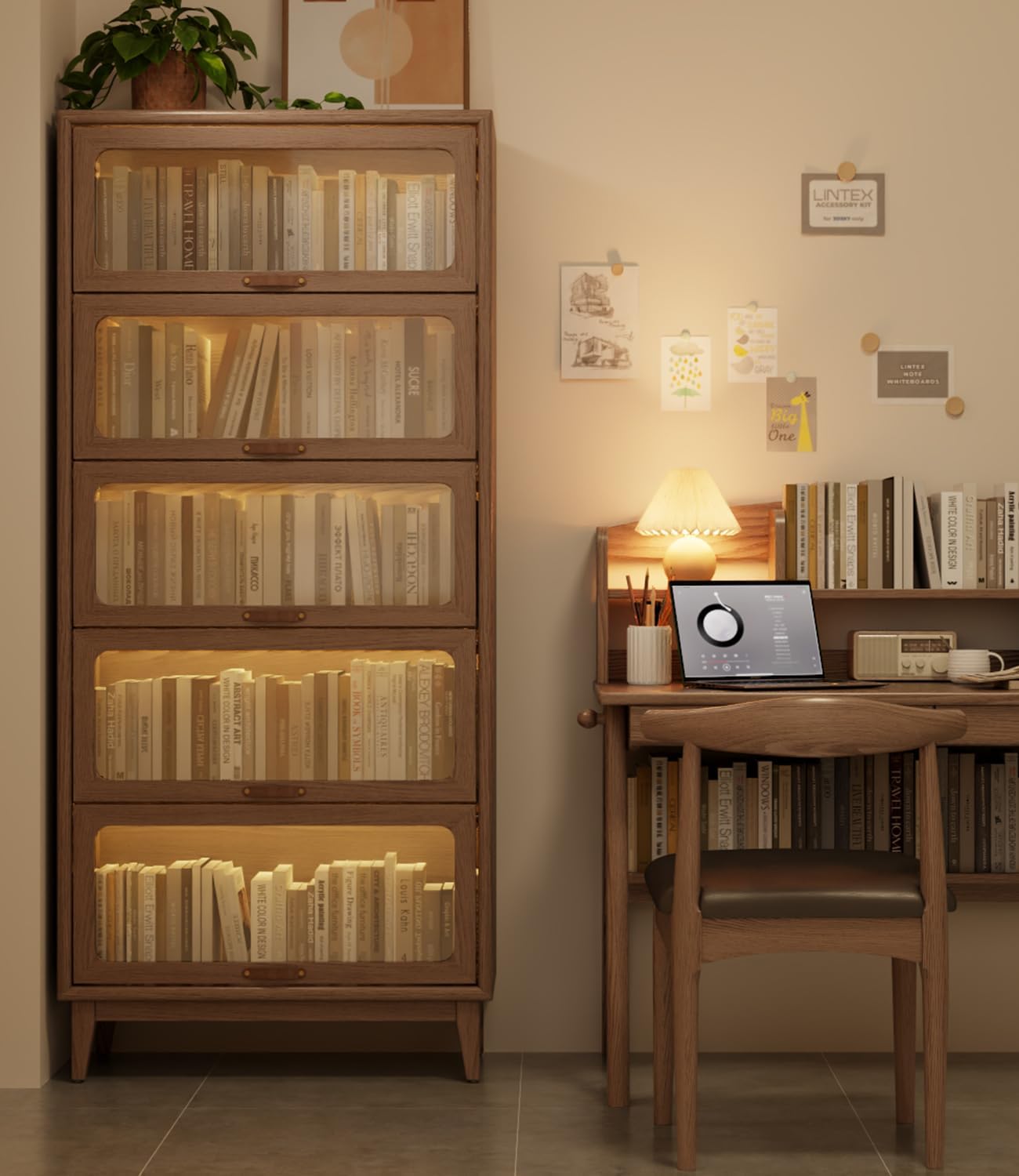 Solid Wood Bookcase 5 Tier Bookshelves with Tempered Glass Flip-Up Doors 72Hx13.7Dx32W” Brown Finish Cube Storage Organizer, Bookshelf Versatile Pantry Cabinet with Storage for Kitchen Home Office Solid Wood Bookcase 5 Tier Bookshelves with Tempered Glass Flip-Up Doors 72Hx13.7Dx32W” Brown Finish Cube Storage Organizer, Bookshelf Versatile Pantry Cabinet with Storage for Kitchen Home Office
