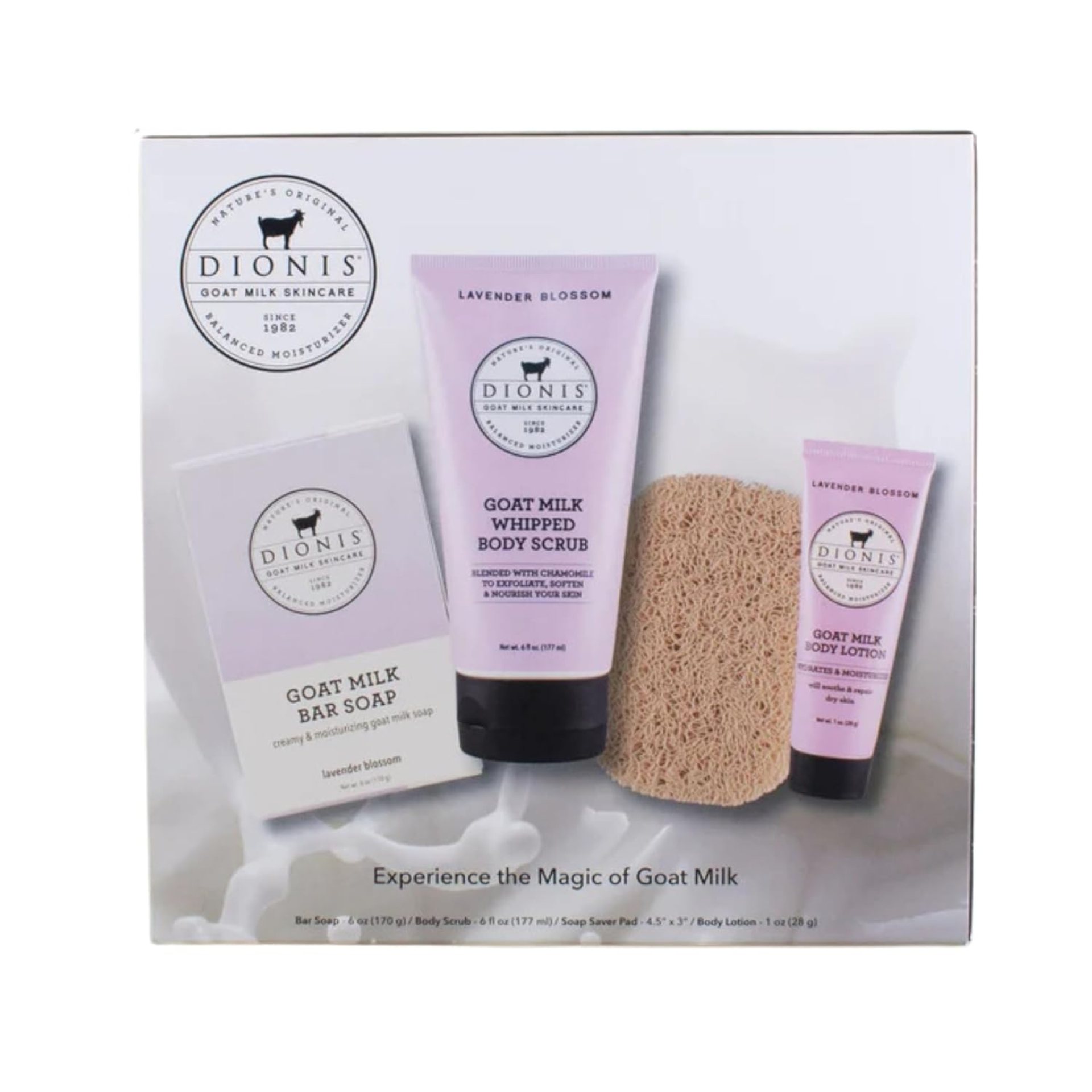 Dionis Lavender Blossom Goat Milk Body Care Bundle, Skincare Essentials For Men and Women, Good For All Skin Types, Cruelty Free and Paraben Free Products Dionis Lavender Blossom Goat Milk Body Care Bundle, Skincare Essentials For Men and Women, Good For All Skin Types, Cruelty Free and Paraben Free Products