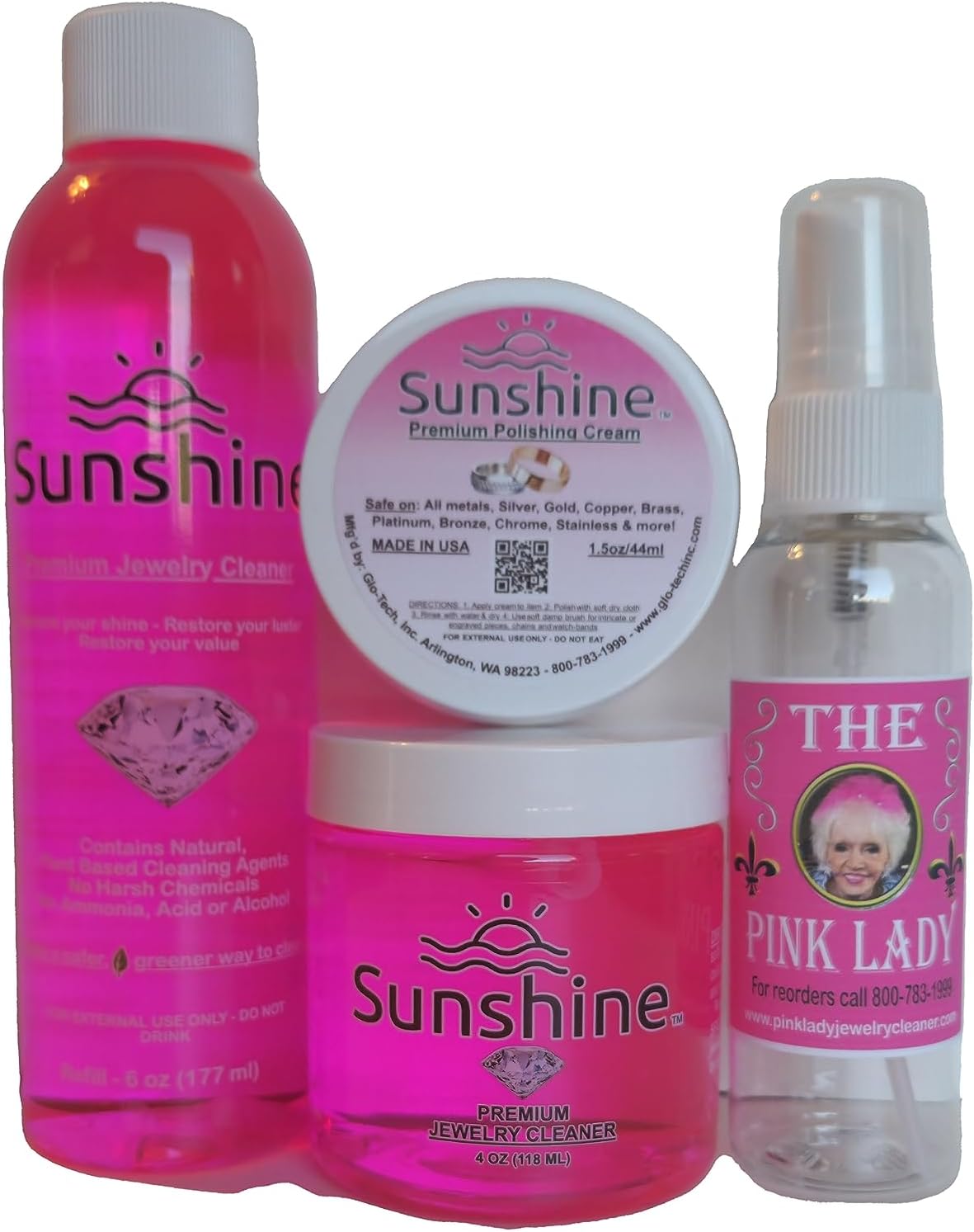 Pink Lady Sunshine Premium Jewelry Cleaner Kit with Metal Polish – Safe Jewelry Cleaner Solution for Diamonds, Gold, Silver, Wedding Rings, Earrings & All Jewelry Pieces Pink Lady Sunshine Premium Jewelry Cleaner Kit with Metal Polish – Safe Jewelry Cleaner Solution for Diamonds, Gold, Silver, Wedding Rings, Earrings & All Jewelry Pieces