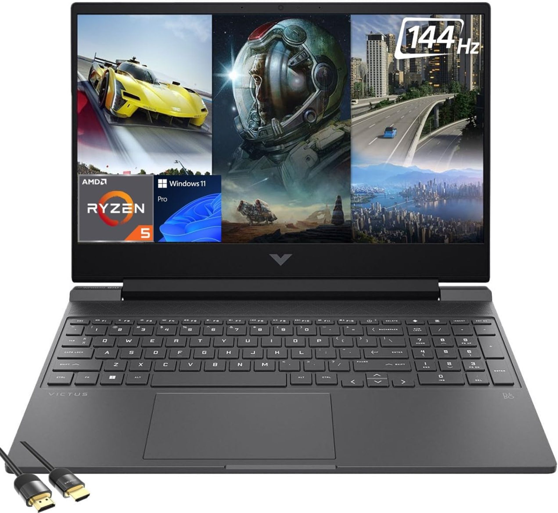 HP Victus Gaming Laptop, 15.6″ FHD IPS 144Hz Display, AMD 6-Core Ryzen 5 7535HS(Beat i7-11600H), GeForce RTX 2050, 32GB DDR5, 2TB NVMe SSD, Backlit KB, Wi-Fi 6, RJ-45, USB-C, PDG HDMI, Win 11 Pro HP Victus Gaming Laptop, 15.6″ FHD IPS 144Hz Display, AMD 6-Core Ryzen 5 7535HS(Beat i7-11600H), GeForce RTX 2050, 32GB DDR5, 2TB NVMe SSD, Backlit KB, Wi-Fi 6, RJ-45, USB-C, PDG HDMI, Win 11 Pro