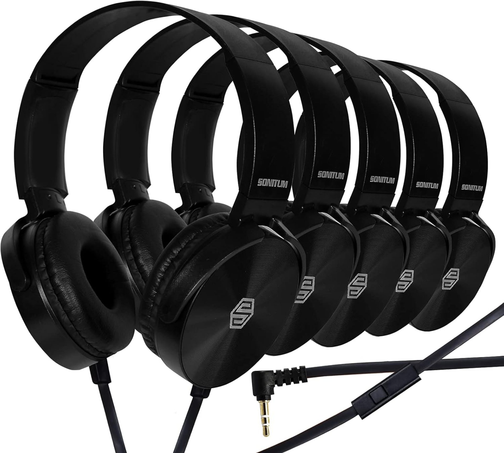 Premium Classroom Headphone & Mic Set 3.5mm Jack Stereo Sound Earphones with Microphone & Soft Swivel On Ear Pads- Perfect for E-Learning, Meetings, Calls – Bulk Pack of 5 (Black) Premium Classroom Headphone & Mic Set 3.5mm Jack Stereo Sound Earphones with Microphone & Soft Swivel On Ear Pads- Perfect for E-Learning, Meetings, Calls – Bulk Pack of 5 (Black)