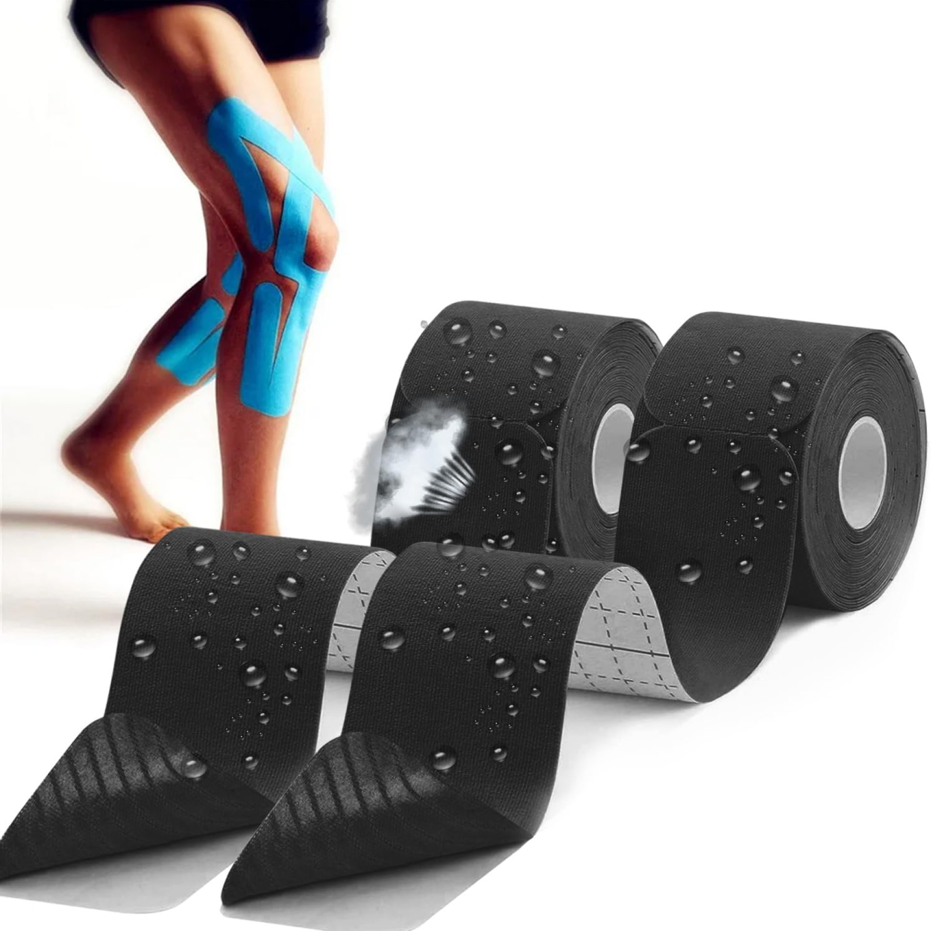 Kinesiology Tape precut (2 Rolls,40 Strips,2″ X 10″ Strips) Kinesiology Tape Waterproof Breathable Latex Free Tape for Ankle Wrists Knees Running Swimming Elastic Sports Activities Tapes(Black) Kinesiology Tape precut (2 Rolls,40 Strips,2″ X 10″ Strips) Kinesiology Tape Waterproof Breathable Latex Free Tape for Ankle Wrists Knees Running Swimming Elastic Sports Activities Tapes(Black)