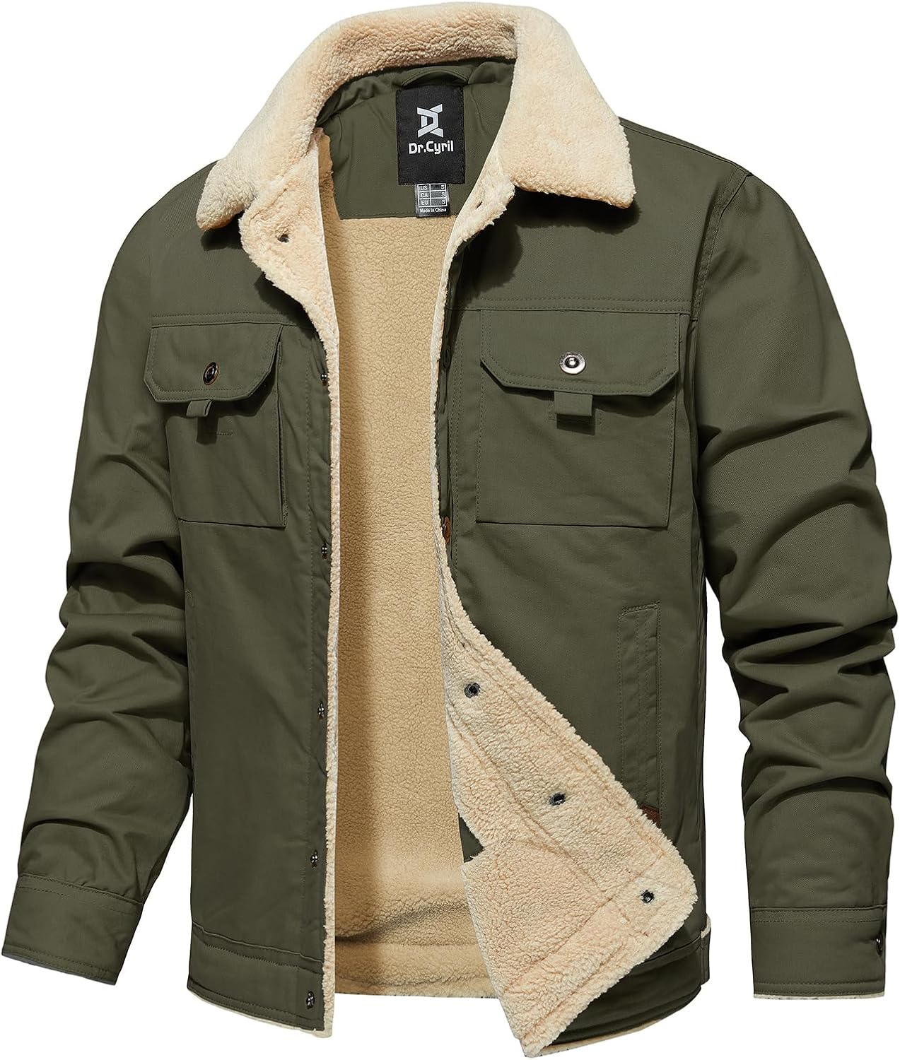 Men’s Winter Jacket, Cotton Sherpa Fleece Lined Jacket, Warm Trucker Cargo Coats with Pockets Men’s Winter Jacket, Cotton Sherpa Fleece Lined Jacket, Warm Trucker Cargo Coats with Pockets