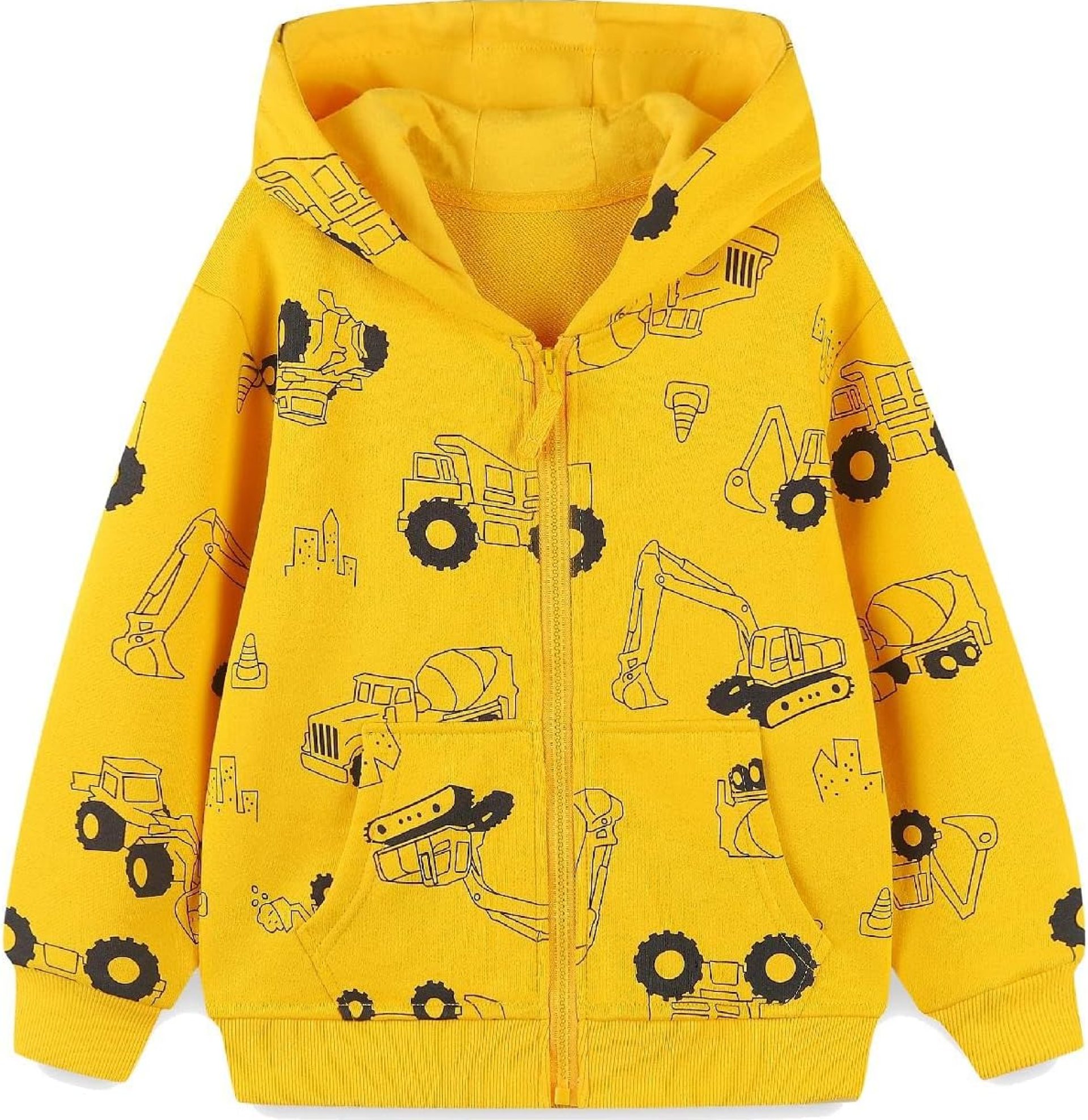 HILEELANG Toddler Boy Zip-Up Hoodie Cotton Casual Excavator Graphic Sweatshirt Lightweight Outerwear HILEELANG Toddler Boy Zip-Up Hoodie Cotton Casual Excavator Graphic Sweatshirt Lightweight Outerwear