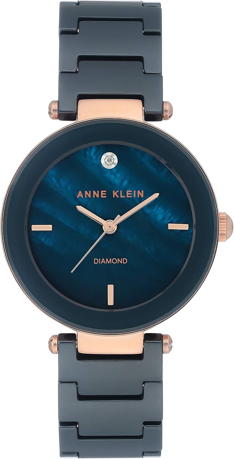 Anne Klein Women’s Black Ceramic Bracelet Watch with Diamond Accent Anne Klein Women’s Black Ceramic Bracelet Watch with Diamond Accent