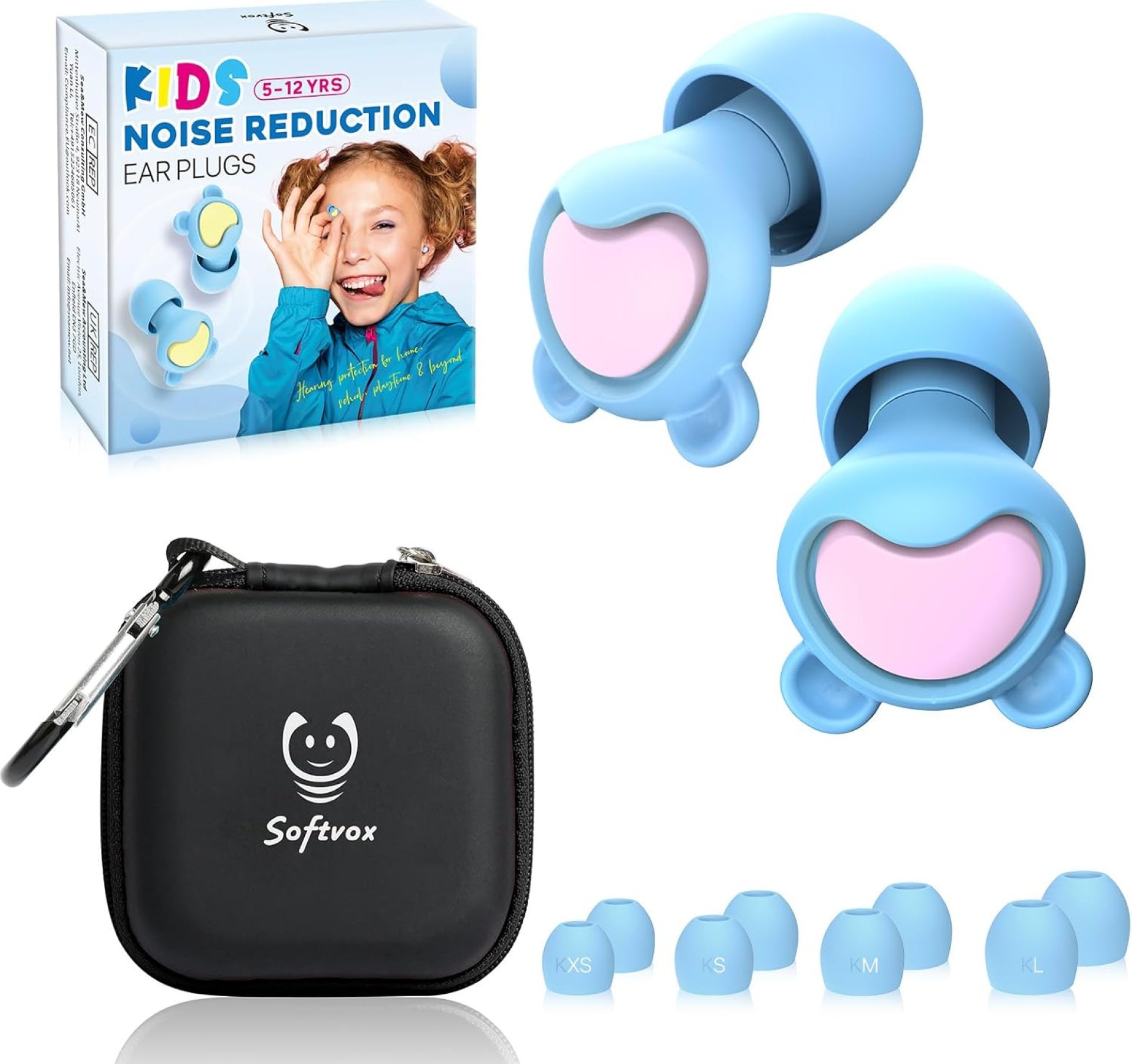 Kids Ear Plugs (6-12 yrs), Reusable Noise Reduction Earplugs for Airplane, Focus, Travel, Concerts, Socializing Sports, Noise Sensitivity – Fit Adult with Small Ear Canals, 8 Tips in XS/S/M/L, 26 dB Kids Ear Plugs (6-12 yrs), Reusable Noise Reduction Earplugs for Airplane, Focus, Travel, Concerts, Socializing Sports, Noise Sensitivity – Fit Adult with Small Ear Canals, 8 Tips in XS/S/M/L, 26 dB