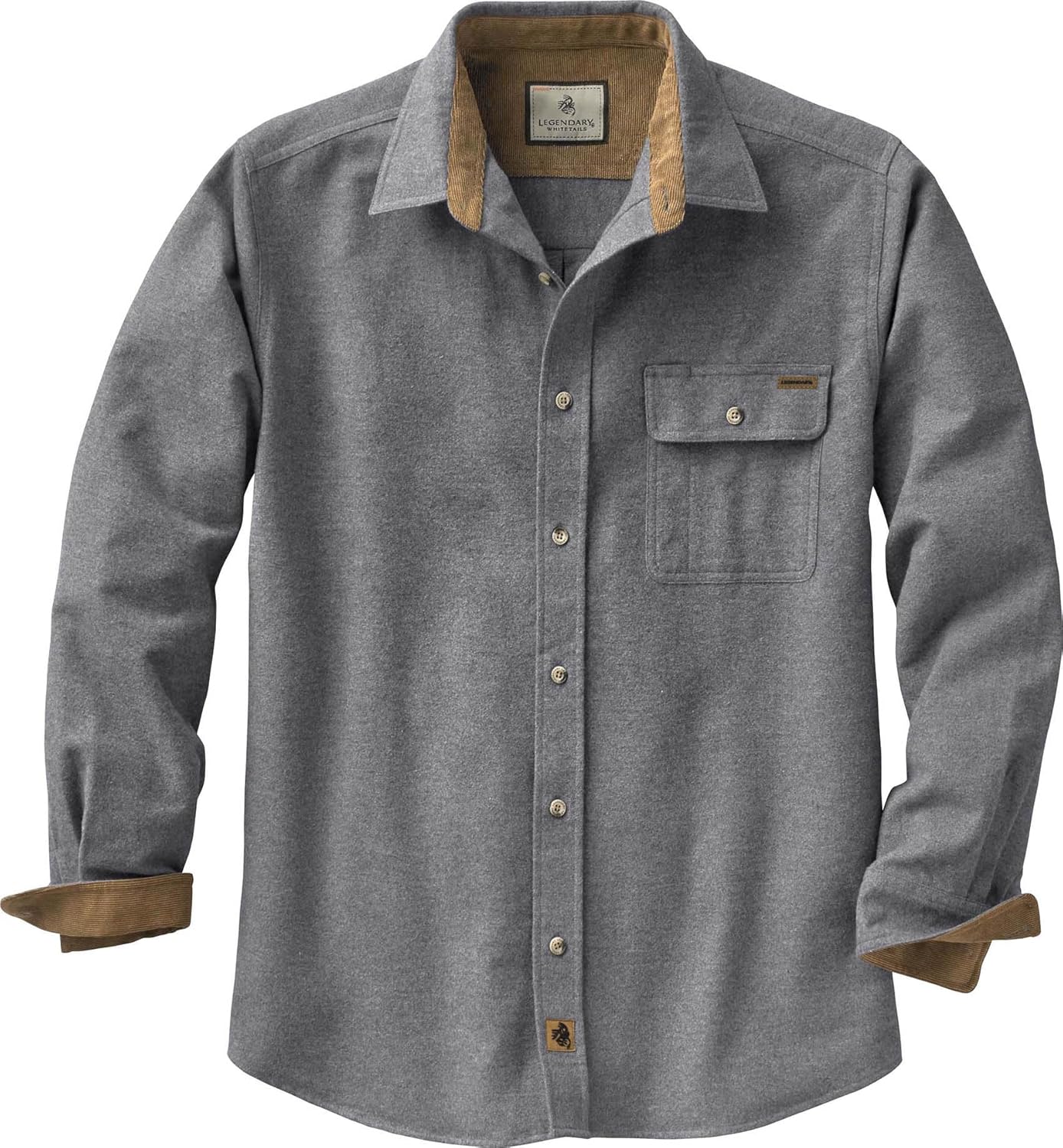 Legendary Whitetails Men’s Buck Camp Flannel, Long Sleeve Plaid Button Down Casual Shirt, Corduroy Cuffs Legendary Whitetails Men’s Buck Camp Flannel, Long Sleeve Plaid Button Down Casual Shirt, Corduroy Cuffs