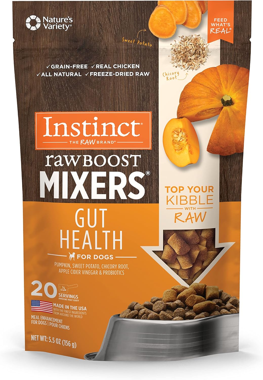 Instinct Raw Boost Mixers, Freeze Dried Dog Food Topper with Functional Ingredients, Grain Free, Real Chicken – Gut Health , 5.5 oz. Bag Instinct Raw Boost Mixers, Freeze Dried Dog Food Topper with Functional Ingredients, Grain Free, Real Chicken – Gut Health , 5.5 oz. Bag