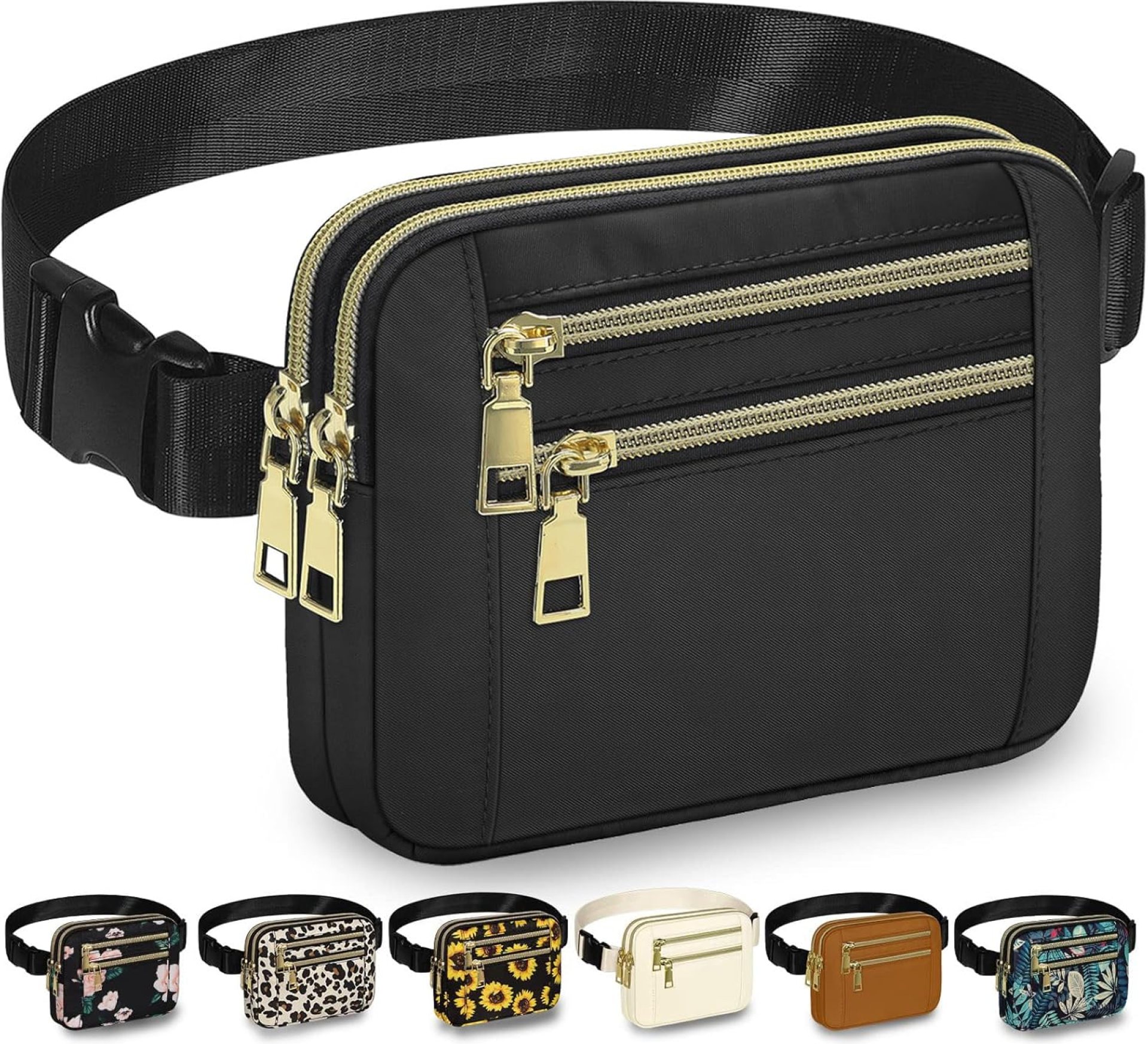 Capolo Fanny Packs for Women Fashion Waist Packs Bag with Adjustable Strap and 4 Zipper Pockets Waterproof Everywhere Crossbody Belt Bag for Workout Running Travelling(Black, Large) Capolo Fanny Packs for Women Fashion Waist Packs Bag with Adjustable Strap and 4 Zipper Pockets Waterproof Everywhere Crossbody Belt Bag for Workout Running Travelling(Black, Large)