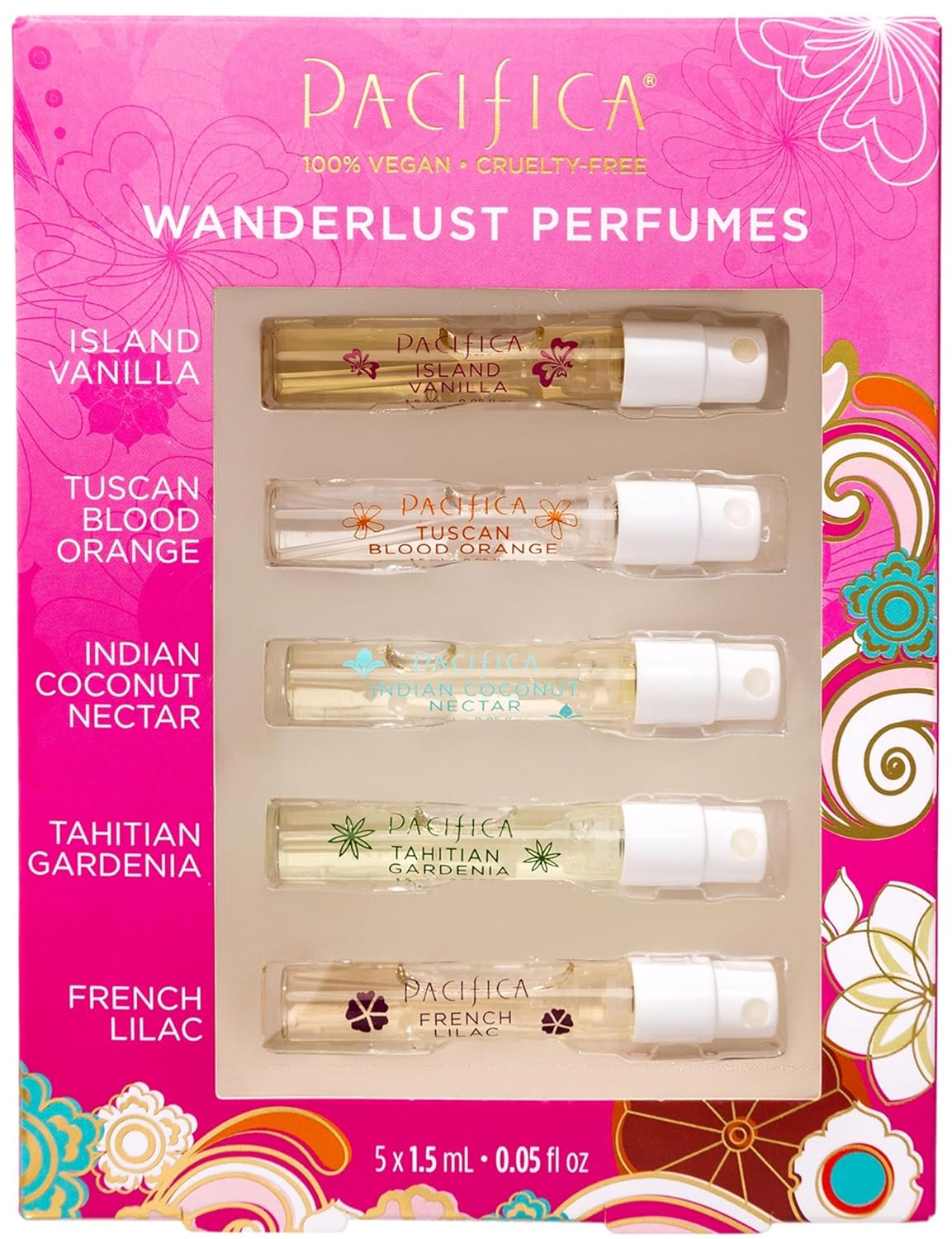 Pacifica Beauty, Wanderlust Spray Perfume Trial Set, Island Vanilla, 5 Scents, Fragrance Sampler Gift Set, Natural & Essential Oils, Clean, Vegan & Cruelty Free Pacifica Beauty, Wanderlust Spray Perfume Trial Set, Island Vanilla, 5 Scents, Fragrance Sampler Gift Set, Natural & Essential Oils, Clean, Vegan & Cruelty Free